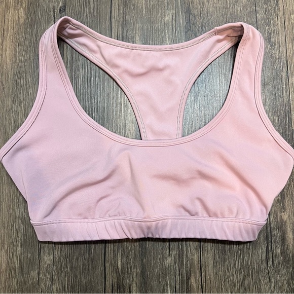 JustFab Open Racer back Pink Sport Bra Stretch Comfort Low Impact Size S - Picture 4 of 9
